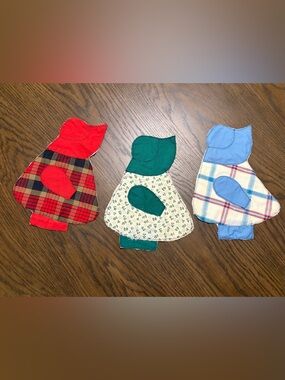Set of 3 Handcrafted Sunbonnet Sue Appliqués - Red, Green, Blue